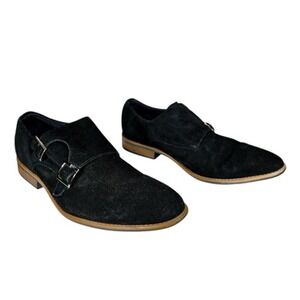 J75 Jump Shoes sz 11.5 Men Madison Suede Leather Monk Strap Buckle Oxfords Black